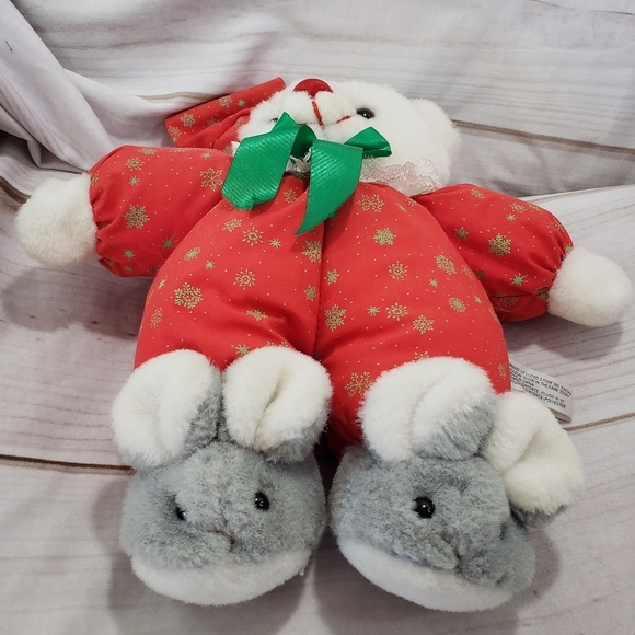 House Of Lloyd Christmas Glow In The Dark Teddy Bear Plush Vintage 13 Inch 1991 - Picture 5 of 10